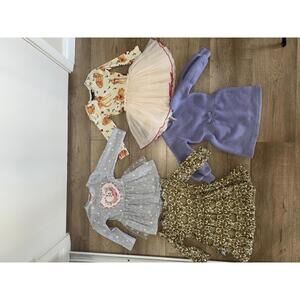 Lot bundle 4 dresses baby girl 12-18 months ADORABLE long sleeves